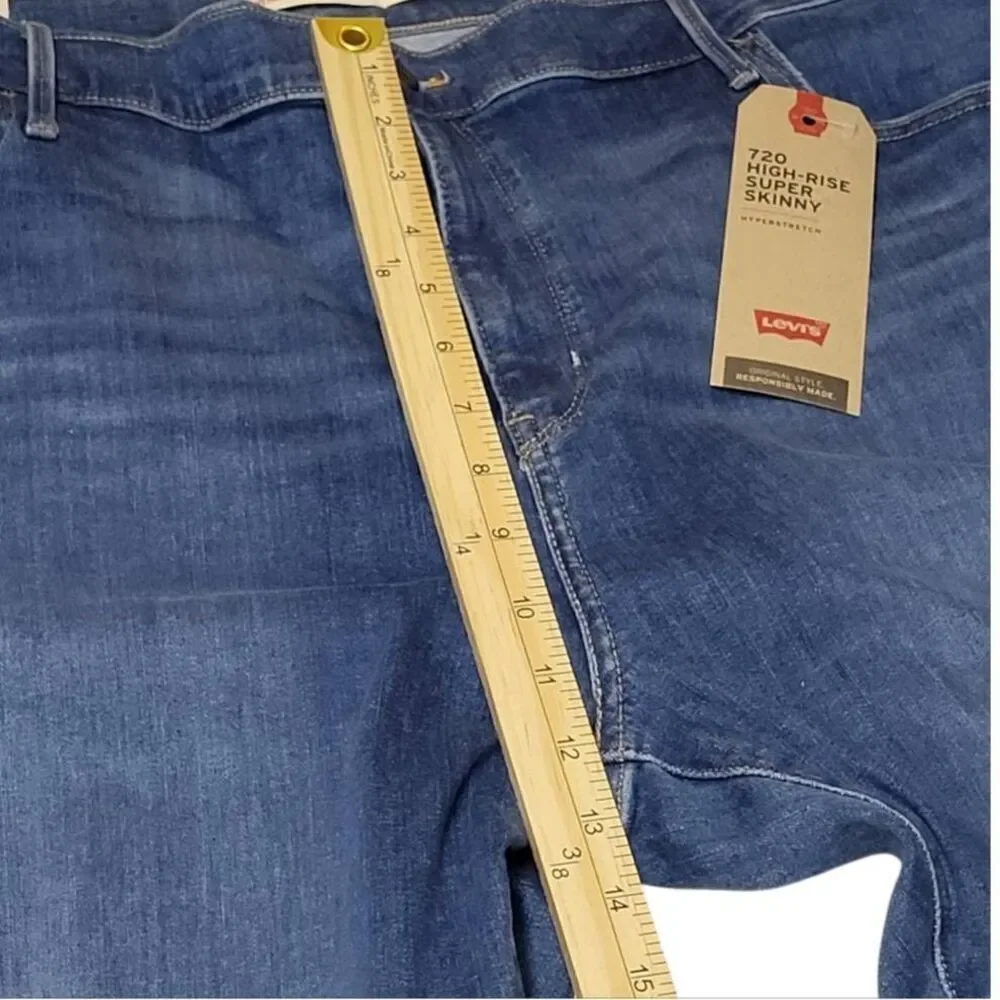 Levi's Jeans Women's Size 24W 720 High-Rise Super-Skinny Leg Denim Pants New wit - Picture 7 of 10